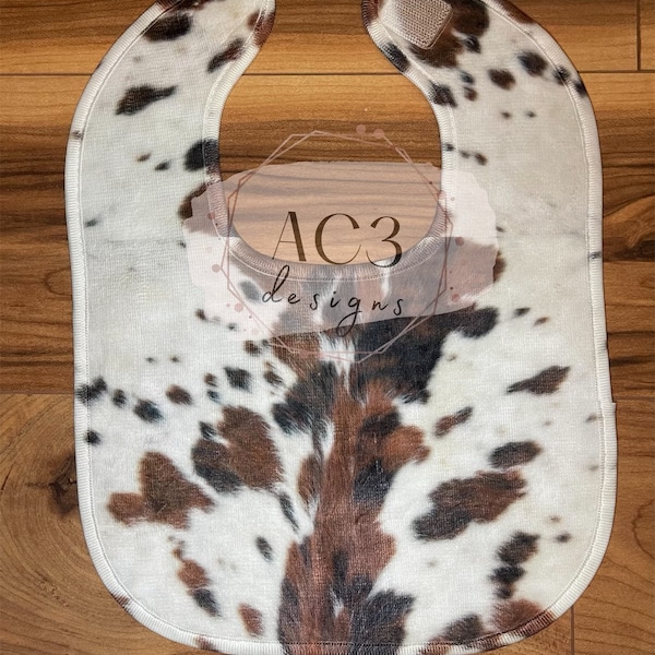 Cowhide Cowprint baby bib- 3 Designs!
