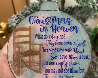 Christmas in Heaven Ornament, Handmade ornament, Christmas Memorial, Family gift