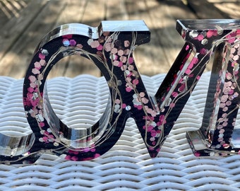 Beleuchtetes Love-Harz-Zeichen, Valentinstagsgeschenk, LED-Licht 'Love'-Zeichen, Glitzer-Zeichen, Hochzeitsdeko, Geschenk für Freund,