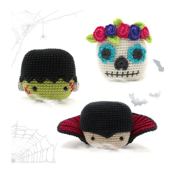 Halloween Cubes - Vampire - Frankenstein - Sugar Skull - Crochet Pattern