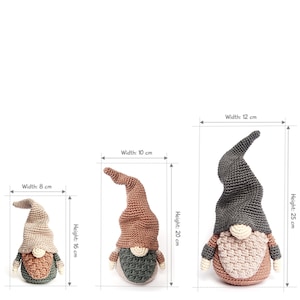 Set of 3 Sizes Christmas GNOMES Crochet Patterns / Scandinavian Gnomes image 2