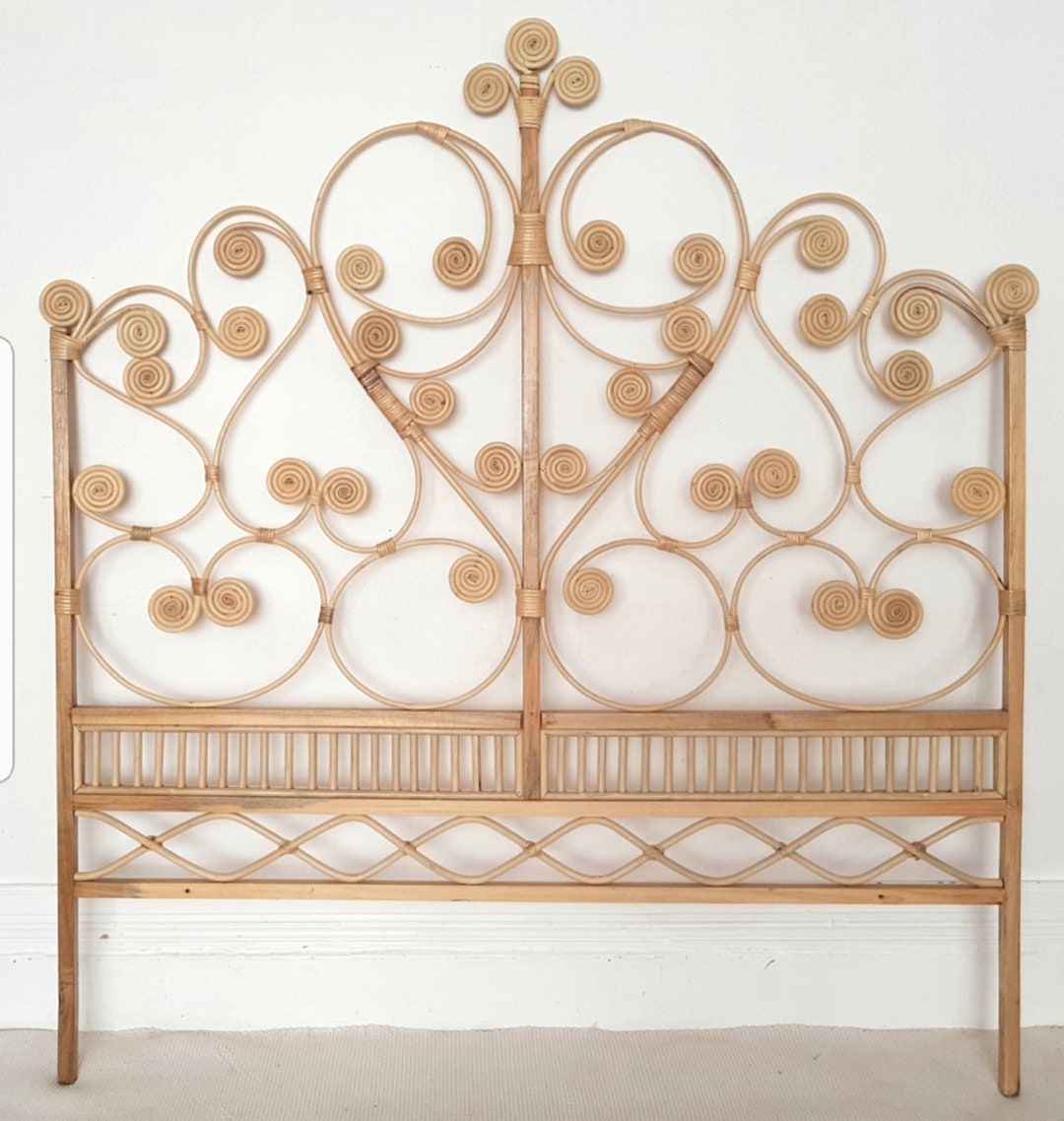 Vintage Rattan Peacock Headboard Bamboo Headboard Double Etsy