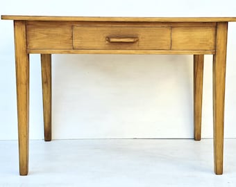 Vintage oak library desk, mid century oak teacher'sdesk, space saving home office, retro, MCM, utility.