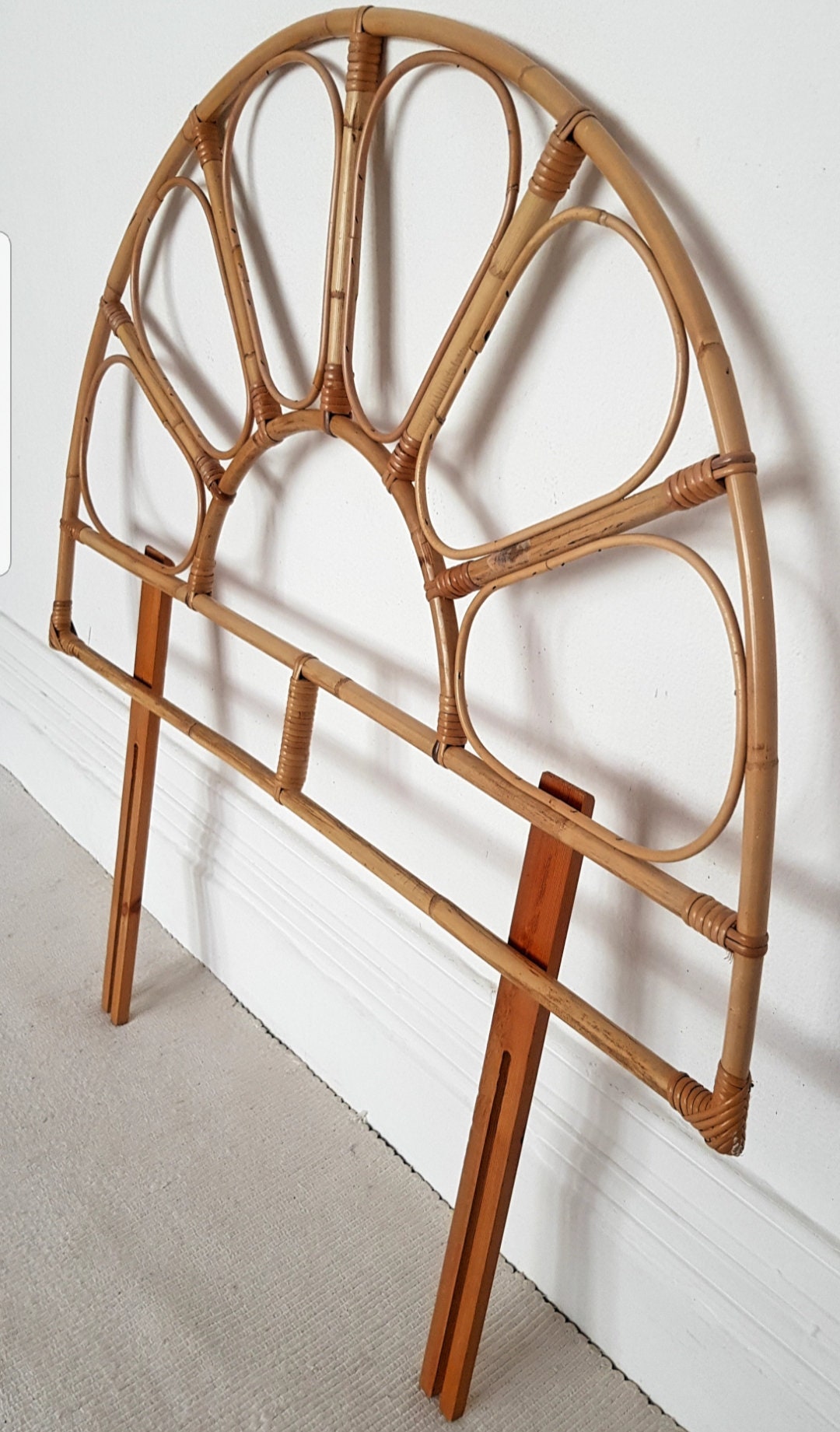 Midcentury bamboo headboard vintage rattan headboard single Etsy