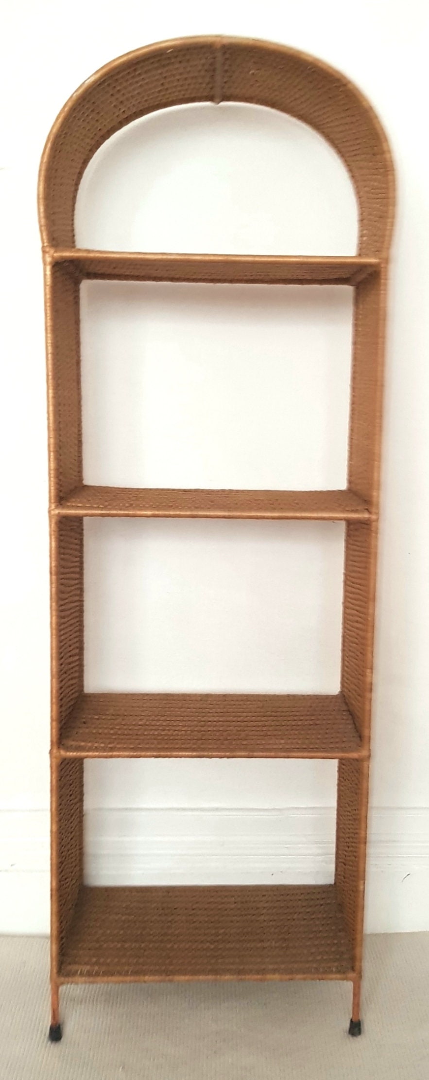 Midcentury Rattan Shelf Unit Vintage Wicker Display Unit Etsy