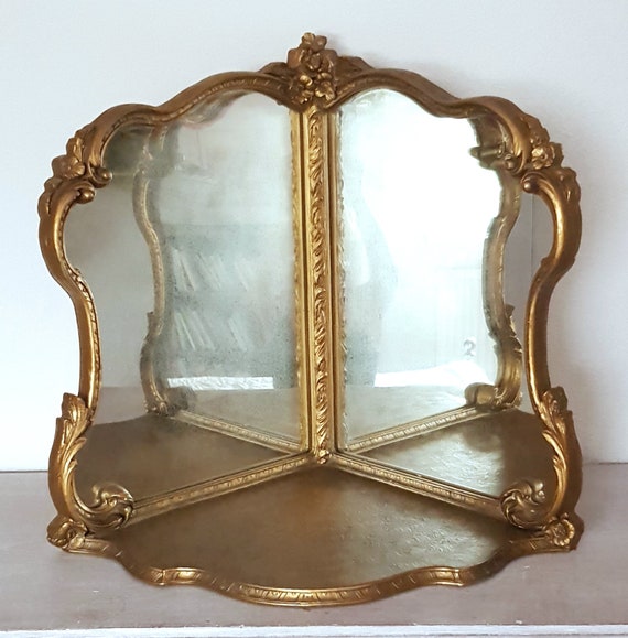 Vintage Carved Giltwood Corner Mirror Shabby Chic French Etsy