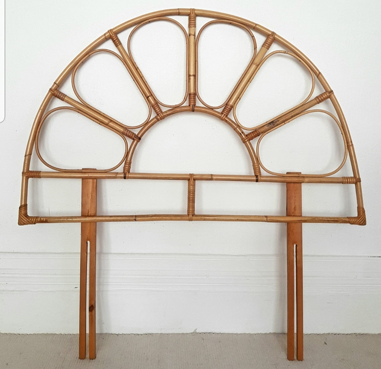 Midcentury bamboo headboard vintage rattan headboard single Etsy