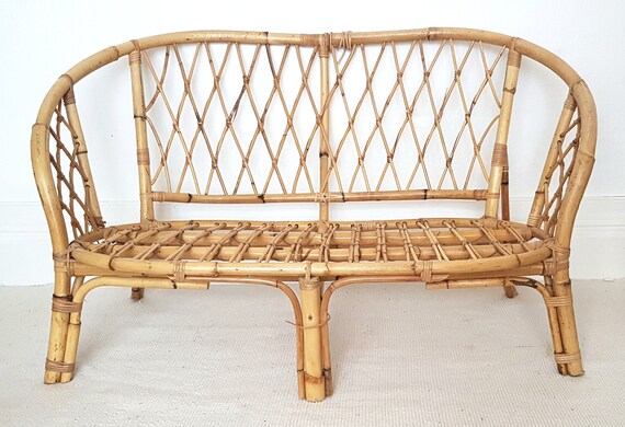 Vintage Bamboo Sofa Midcentury Cane Sofa Bamboo Furniture Bohemian Home Boho Style