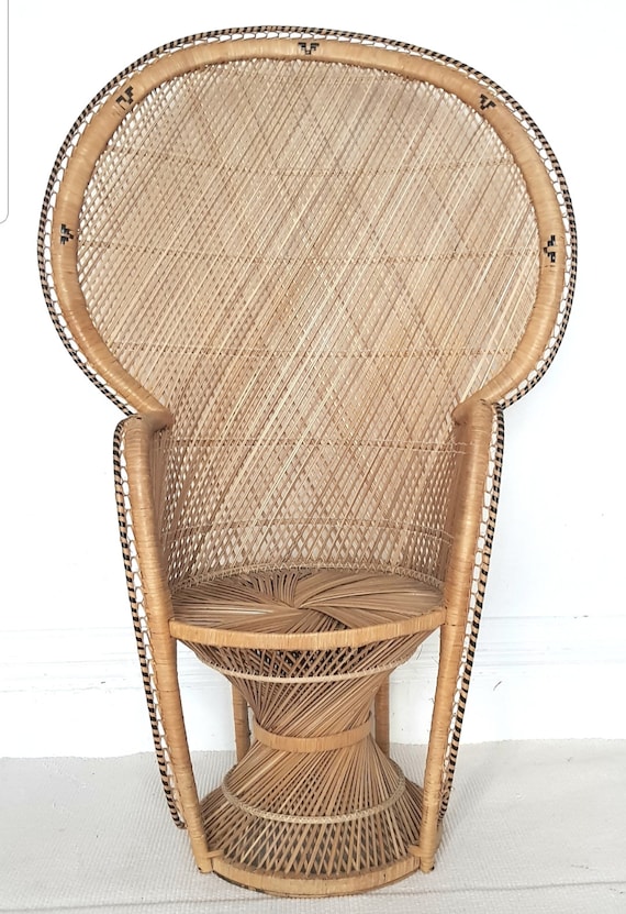 Large Midcentury Rattan Peacock Chair Throne Chair Emmanuelle Tiki Bohemian Vintage Cane Throne Chair. Etsy
