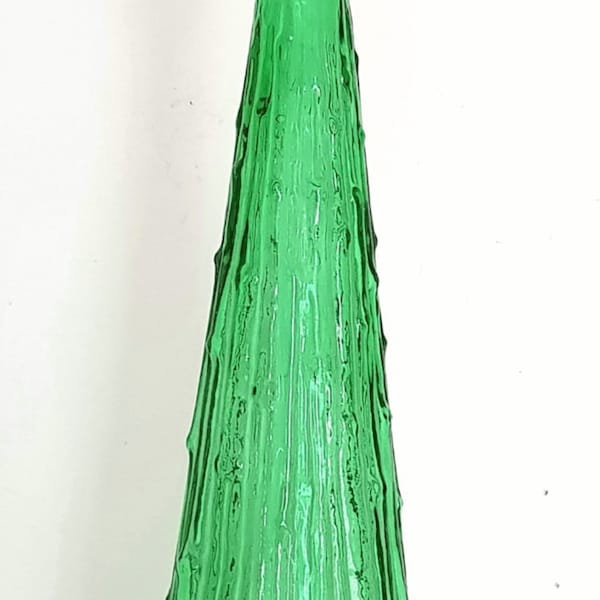 Vintage Italian Empoli  green glass genie bottle, apothecary bottle, mid-century Italian glass decanter, emerald glass, retro.