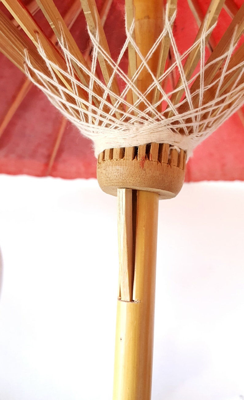 Vintage Japanese Parasol Handpainted Red Cotton Parasol Etsy UK