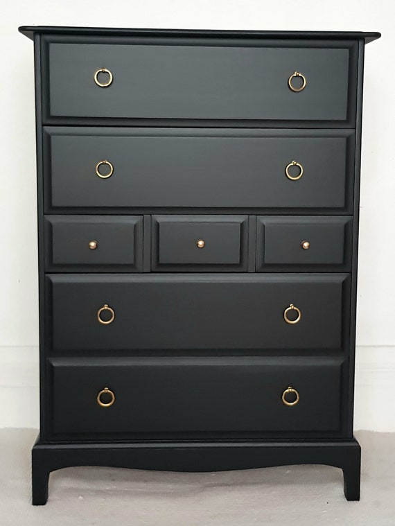 Stag Minstrel Black Tallboy Mahogany Chest Of Drawers Etsy