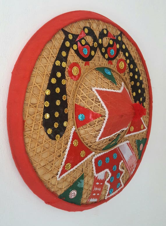 Set of vintage Asian coolie hats, woven rattan an… - image 3