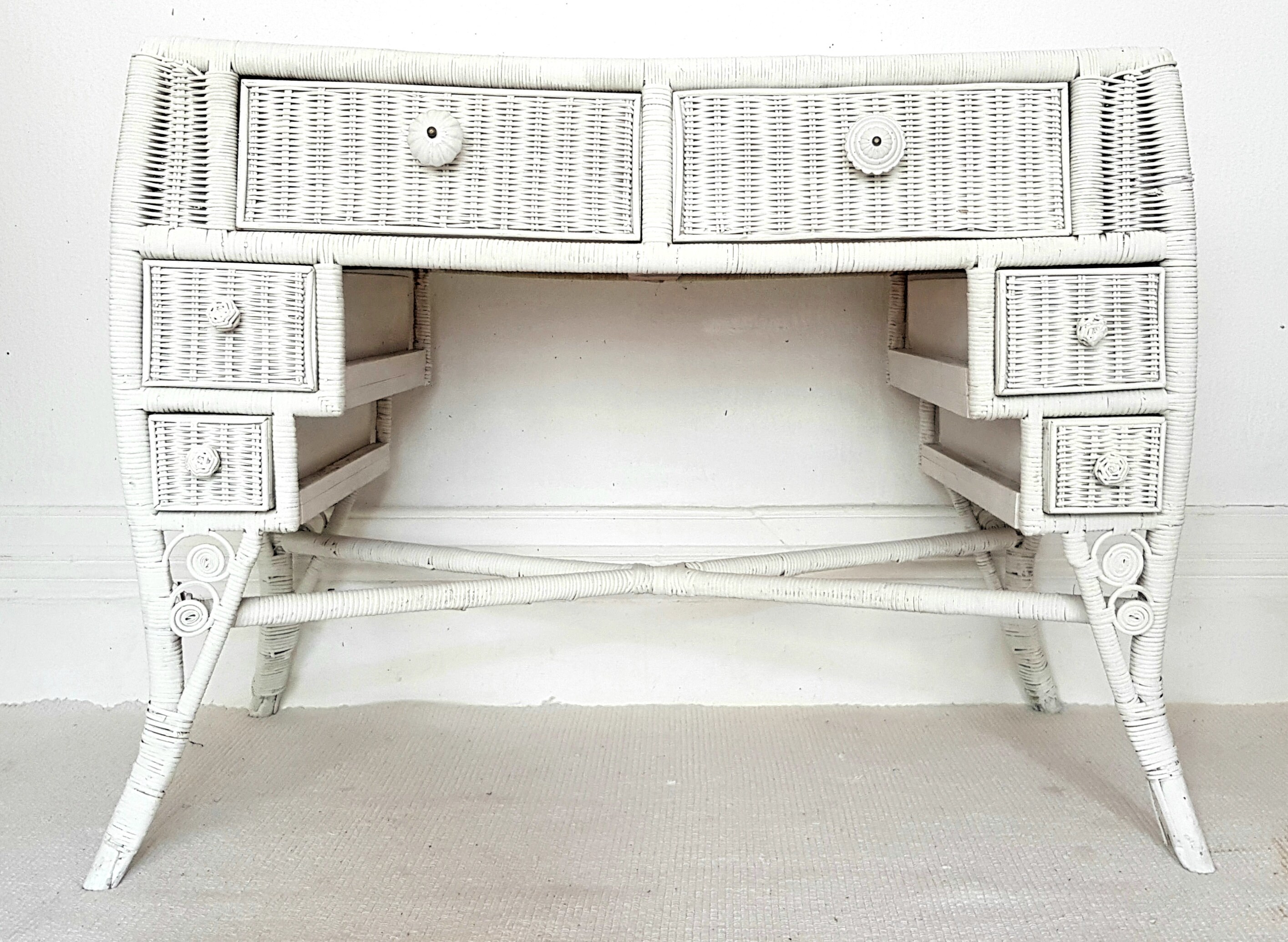 White rattan desk deals