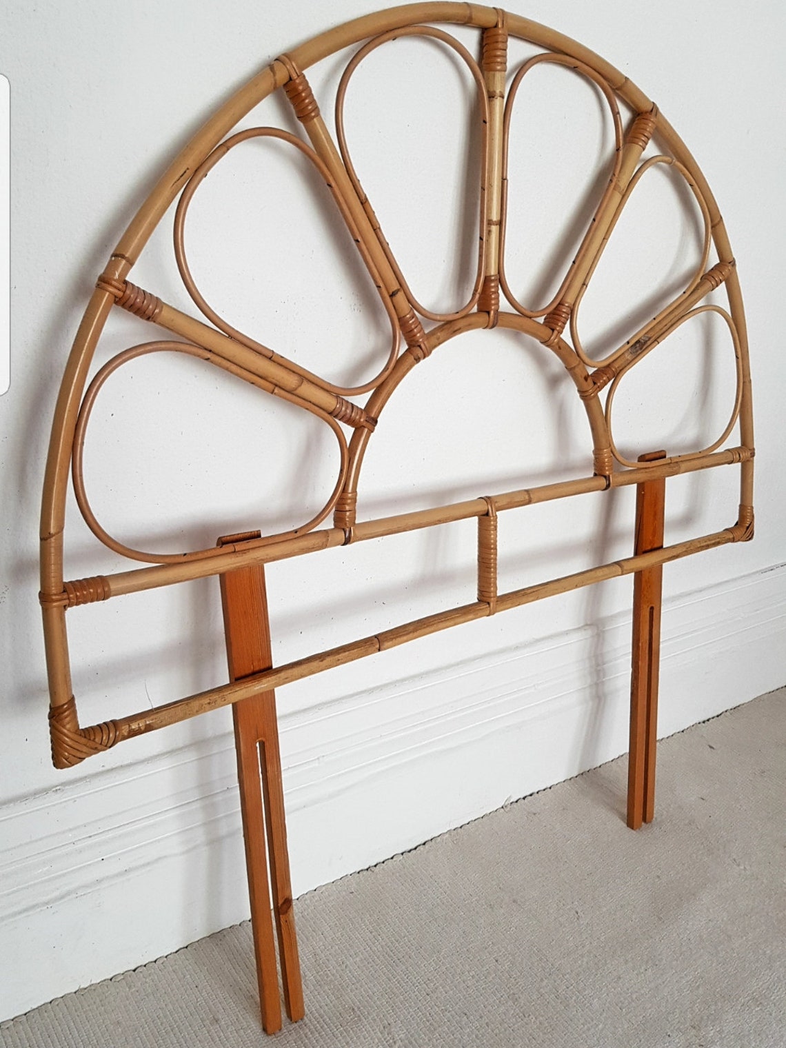 Midcentury bamboo headboard vintage rattan headboard single Etsy