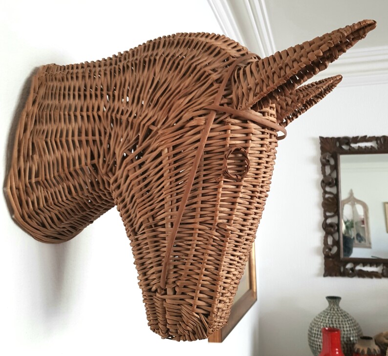 NOW SOLD Midcentury French Wicker Horse Head Wall Mounted Etsy