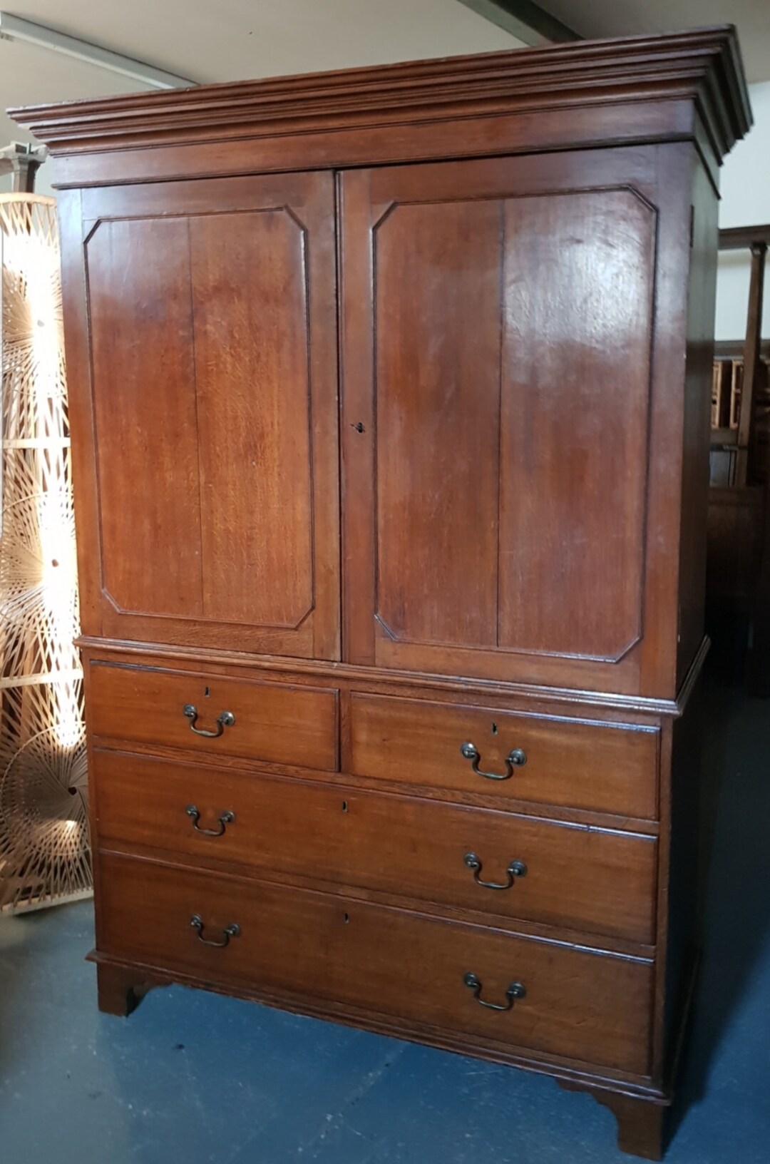 SOLD Oak Linen Press, Antique Housekeepers Cupboard, Vintage