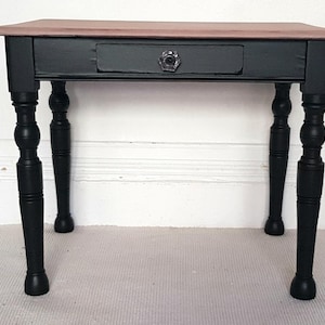 Antique mahogany console table with turned legs, 19th century side table, painted antique desk.