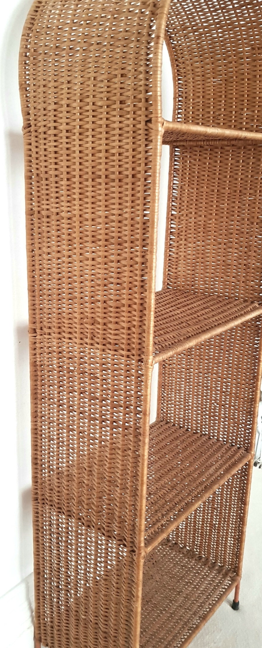Midcentury Rattan Shelf Unit Vintage Wicker Display Unit Etsy