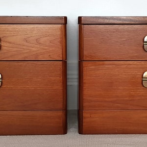 SOLD SOLD Pair of Midcentury Modern Stag Cantata Teak Bedside