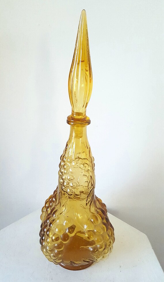 Vintage Italian Empoli amber glass Vintage Hand Blown Art Glass Genie