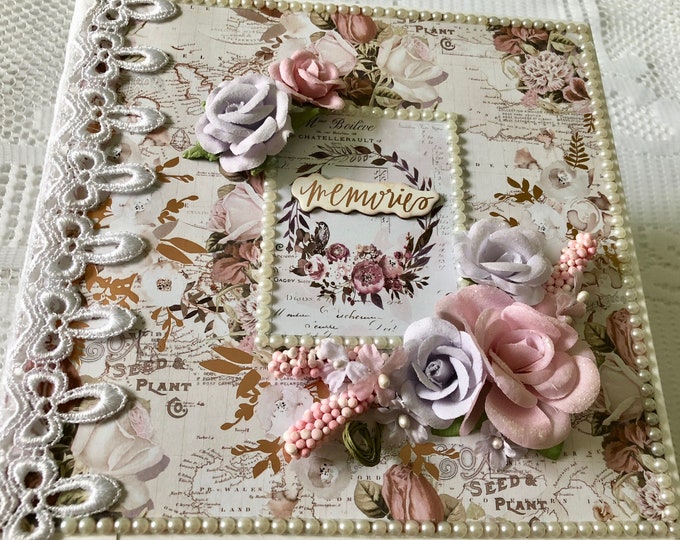 Floral Memories Book, Victorian Scrapbook Album, Mini Album Handmade, Mother's Day Gift From