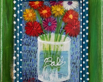 MONOTYPE PRINT “Ball Jar of Flowers” 1897-1