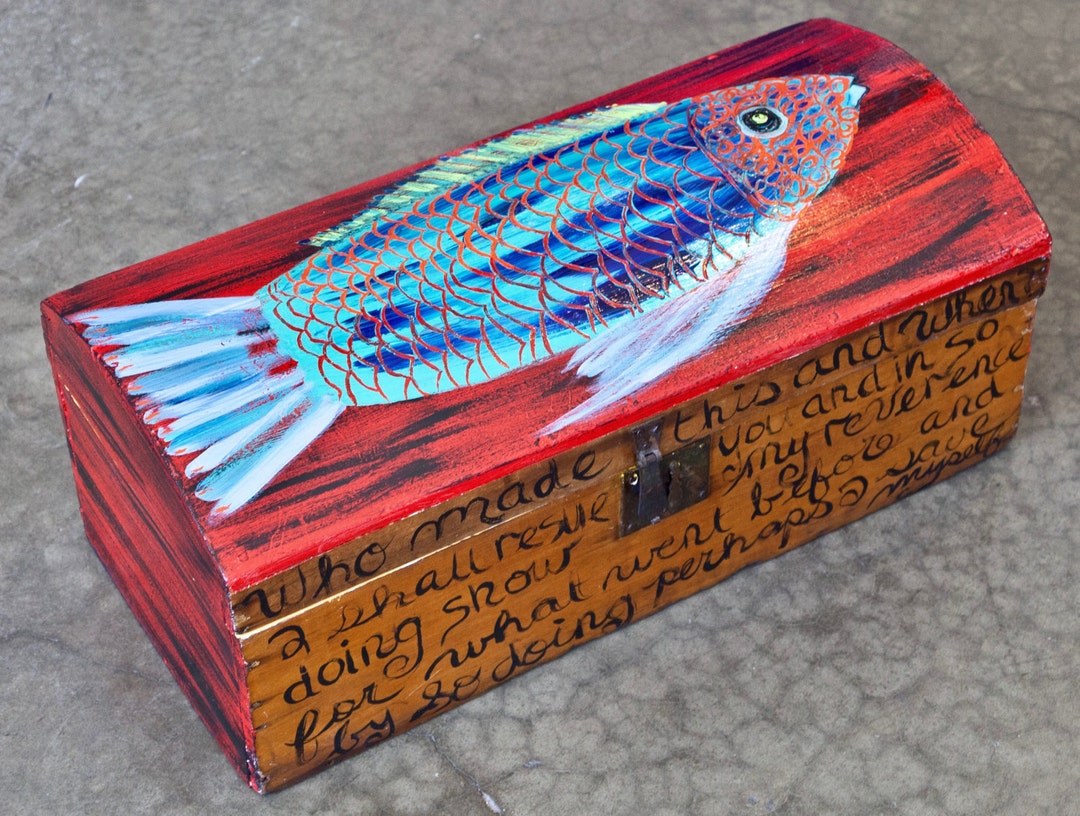 Marymount Fish Box 19th Century Casket Top Fish Box - 23