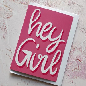 Hey Girl A6 Pink Greeting Card - Perfect voor een baby meisje of meisjes verjaardag