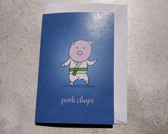 Pork Chops A6 Pig Printed Card