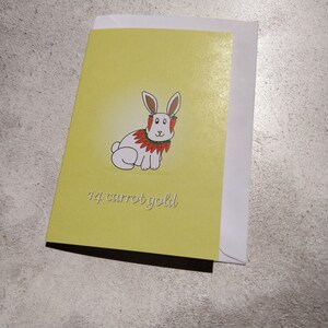 14 Carrot Gold A6 Hase Bunny gedruckt Karte, Puntastic illustriert Bauernhof Grußkarten