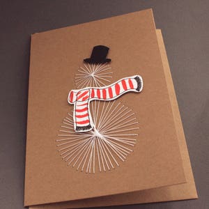 Handmade Threaded Snowman Christmas Card image 1