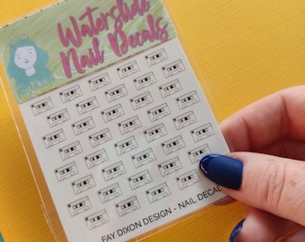 Tape Cassette Nail Decals, Waterslide Nail Art