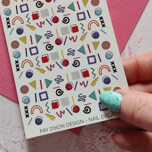 80s/90s design, nineties Waterslide Nail Decals
