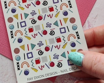 80s/90s design, nineties Waterslide Nail Decals