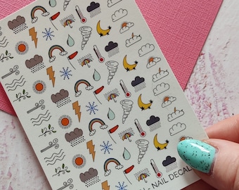 Weather Icon Waterslide Nail Decals