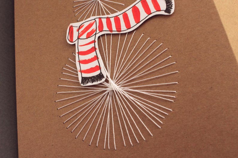 Handmade Threaded Snowman Christmas Card image 4
