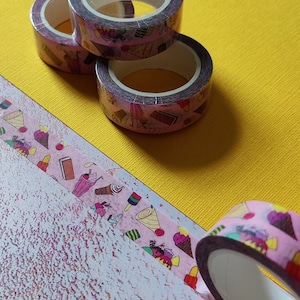 Washi Tape, Pink Ice Cream, ice Lolly, Popsicle  10m long