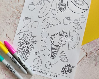 DOWNLOAD & PRINT Fruity Colouring Sheet, A4 Printable