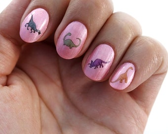 Colourful Dinosaur Waterslide Nail Decals
