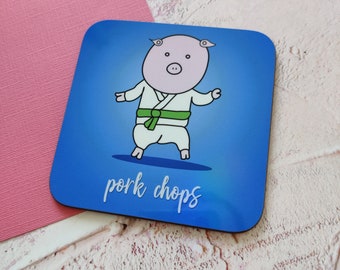 Pork Chops Coaster - Pig coaster, funny coaster, pun coasters, homeware