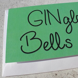 GINgle Bells A6 stampato carta natale, Jingle Bells, Gin, carte a tema alcol