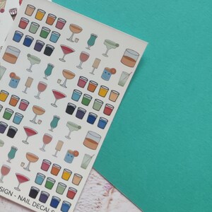 Shots and Cocktails Nail Decals, Waterslide Nail Art, cosmo, mojito