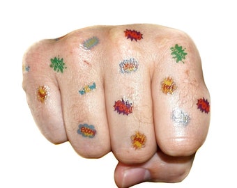 Pop art style word art Handrawn Nail Tattoos