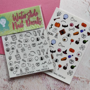 Halloween Themed Nail Decals, Waterslide Nail Art
