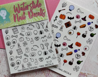Halloween Themed Nail Decals, Waterslide Nail Art