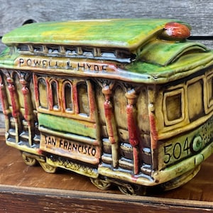 San Francisco Ceramic Trolley Car Ceramic Coin Bank Powell & Hyde Market Japan