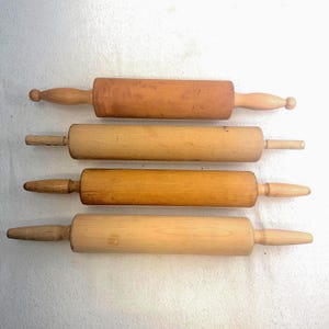 4 Vintage Wooden Wood Rolling Pins Lot Rustic Country Farmhouse Kitchen Decor