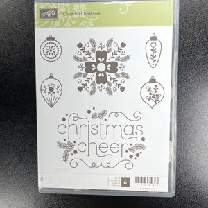 Stampin Up Cheerful Christmas Unmounted Rubber Stamp Set Ornaments Holiday