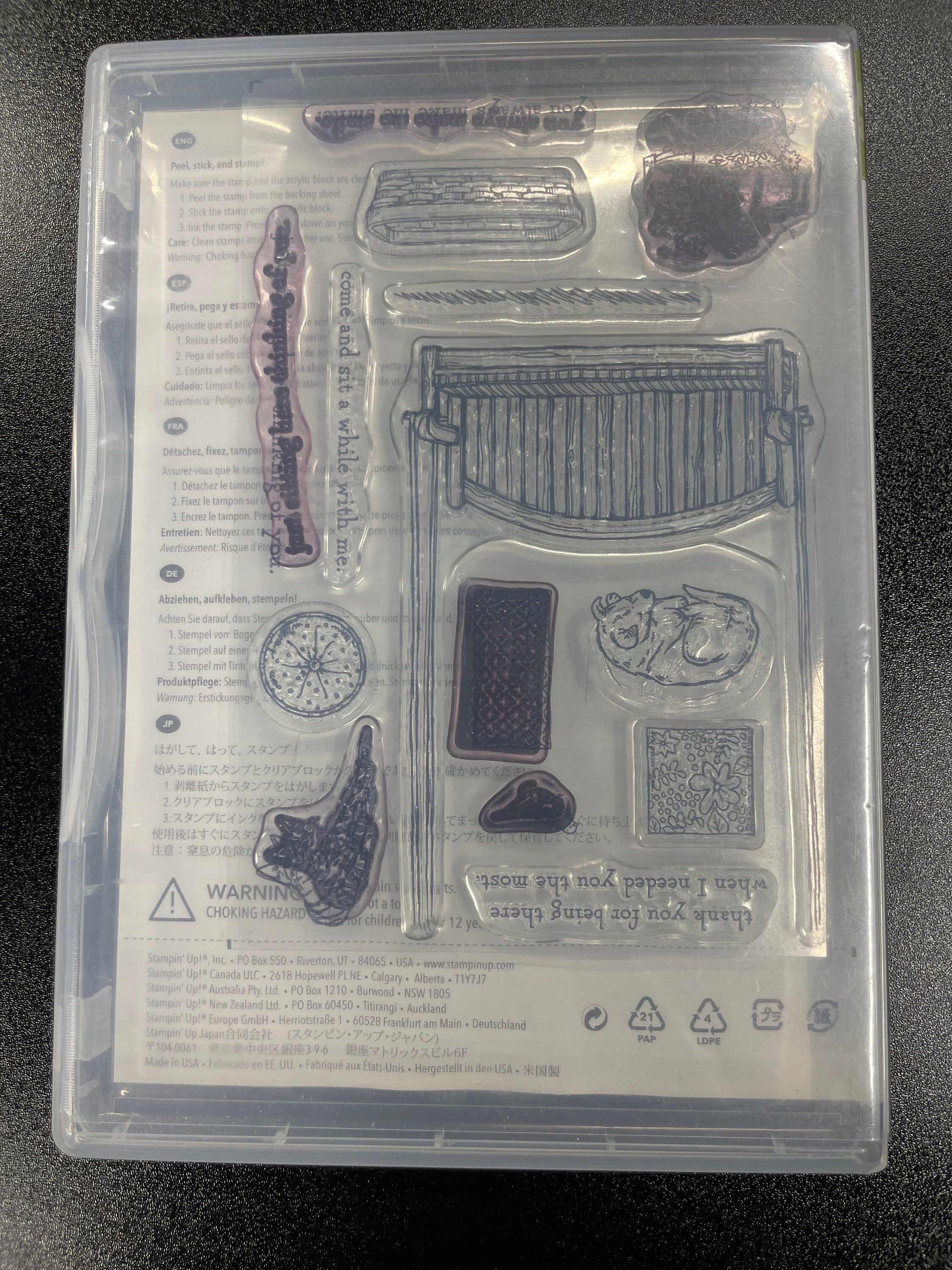 Stampin up Photopolymer Sitting Here Unmounted Stamp Set Thank You Dog ...
